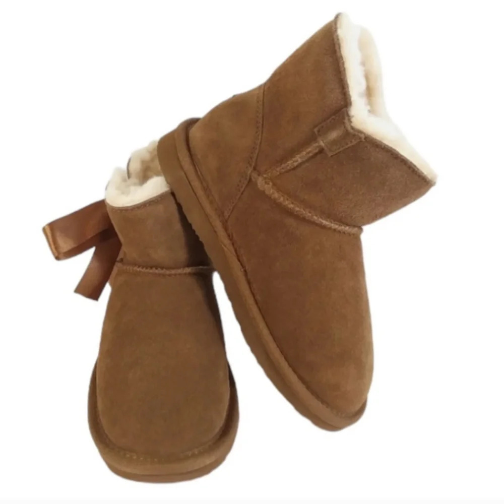 NEW girls 5 pair suede bow Amelia bearpaw pawz women fur ankle boots cute design